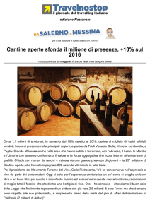 Cantine aperte sfonda il milione di presenze, +10% sul 2016