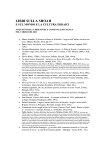 LIBRI SULLA SHOAH - Biblioteca Comunale Manfrediana