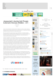 Annunciati i vincitori del Premio Letterario Giovane Holden – LU