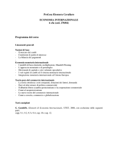 Prof.ssa Eleonora Cavallaro ECONOMIA INTERNAZIONALE 6 cfu