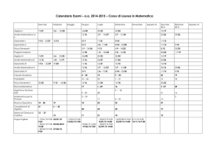 Calendario Esami – a.a. 2014-2015 – Corso di Laurea in Matematica