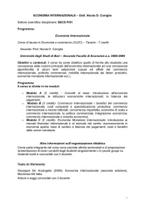 ECONOMIA INTERNAZIONALE - DI ECONOMIA
