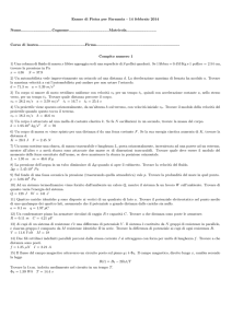 Esame del 14 febbraio 2014 - Dipartimento di Fisica e Geologia