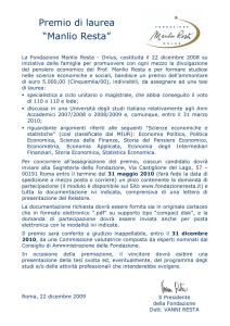 Bando premio tesi laurea “Manlio Resta”
