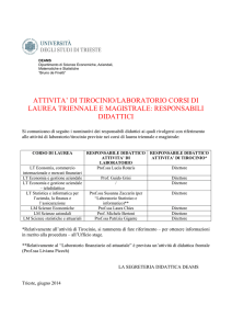 Docenti referenti attività di tirocinio e laboratorio