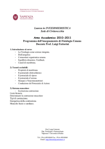Fisiologia - Corso di laurea Infermieristica sede di Civitavecchia