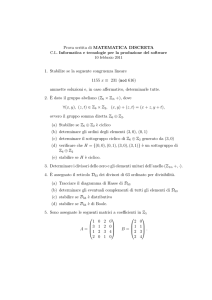 Prova scritta di MATEMATICA DISCRETA 1. Stabilire se la seguente