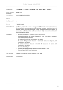 ECONOMIA E TECNICA DEL MERCATO MOBILIARE – Modulo I