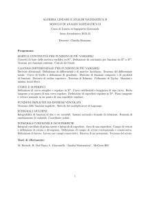 ALGEBRA LINEARE E ANALISI MATEMATICA II MODULO DI