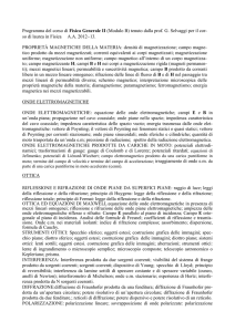Programma del corso di Fisica Generale II (Modulo B) tenuto dalla
