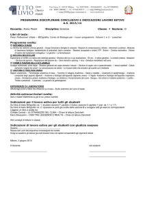 PROGRAMMA DISCIPLINARE CONCLUSIVO E INDICAZIONI