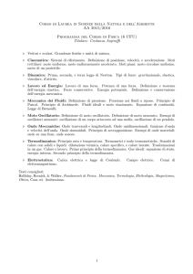 Corso di Laurea in Scienze della Natura e dell`Ambiente AA 2015