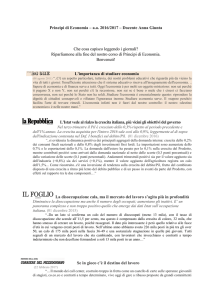 Principi di Economia – a.a. 2016/2017 – Docente Anna Giunta Che