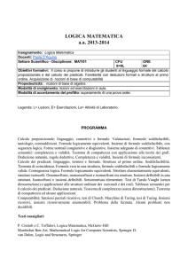 Logica Matematica - Dipartimento di Matematica e Fisica