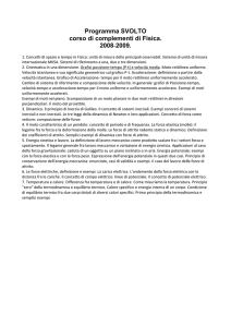 Programma SVOLTO corso di complementi di Fisica. 2008‐2009.