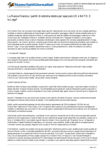 La Russia finanzia i partiti di estrema destra per spaccare UE e
