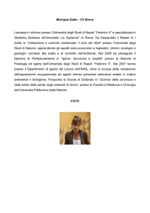 Mariapia Gatto - CV Breve Laureata in chimica presso l`Università