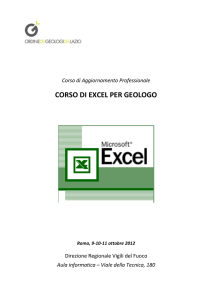 CORSO DI EXCEL PER GEOLOGO - Ordine dei Geologi del Lazio
