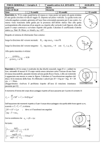 Soluzioni del compito di Fisica Generale I del 24 giugno 2016