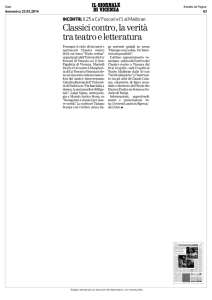 Classici contro, la verità tra teatro e letteratura