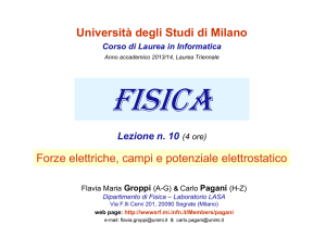 Università degli Studi di Milano Forze elettriche, campi e potenziale