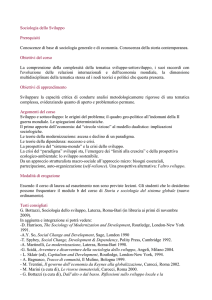 Sociologia dello Sviluppo Prerequisiti Conoscenze di base di