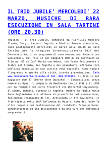 22 marzo, musiche di rara esecuzione in sala tartini (ore