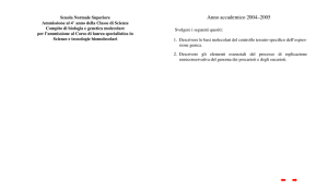 Prove di Biologia e Genetica Molecolare