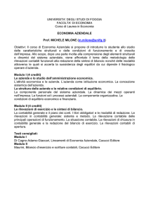UNIVERSITA` DEGLI STUDI DI FOGGIA FACOLTA` DI ECONOMIA