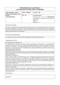 MICROBIOLOGIA GENERALE corso integrato di Scienze fisiche e