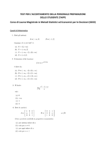 fac-simile del test - Corso di Laurea magistrale in Metodi Statistici ed