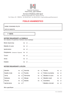 Foglio Anamnestico - Ospedale Sacro Cuore Don Calabria