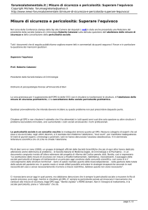 Misure di sicurezza e pericolosità: Superare l`equivoco