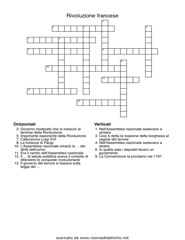 Cruciverba Risorse didattiche