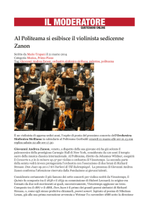 Al Politeama si esibisce il violinista sedicenne Zanon