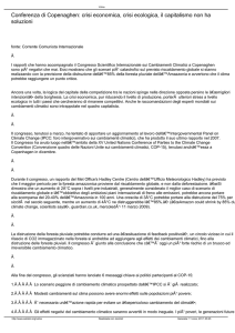 Conferenza di Copenaghen: crisi economica, crisi ecologica, il