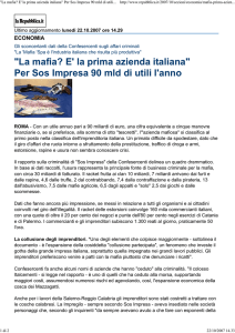 "La mafia? E` la prima azienda italiana" Per Sos