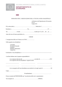 DOMANDA PER L`ASSEGNAZIONE DELLA TESI DI LAUREA