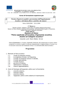 Programma di fisica acustica del prof. Mattia