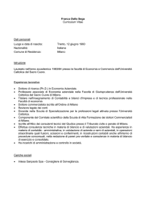 Franco Dalla Sega Curriculum Vitae Dati personali Luogo e