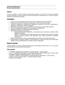 ANALISI DEI MEDICINALI II Prof.ssa Valentina Zuliani FINALITÀ Il