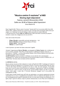 “Musica contro il razzismo” al MEI
