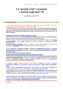 La “grande crisi”: economia e società negli anni `30