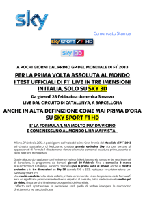 per la prima volta assoluta al mondo i test ufficiali di f1