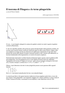 Il teorema di Pitagora e le terne pitagoriche