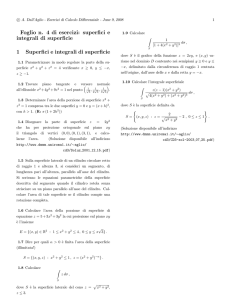 Foglio n. 4 di esercizi: superfici e integrali di superficie 1 Superfici e