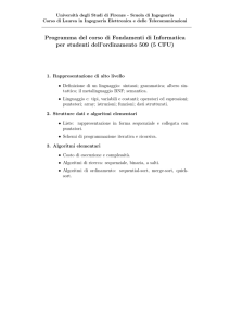 Programma del corso di Fondamenti di Informatica per studenti dell