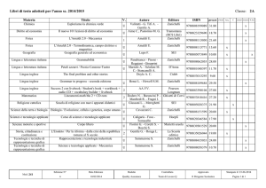 Libri di testo adottati per l`anno sc. 2014/2015 Classe: 2A