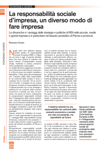 La responsabilità sociale d`impresa, un diverso modo di fare impresa