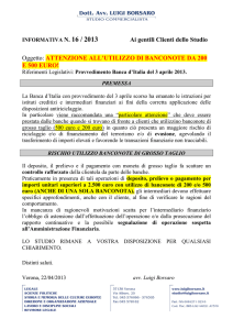 rischio utilizzo banconote da 200 e 500 euro